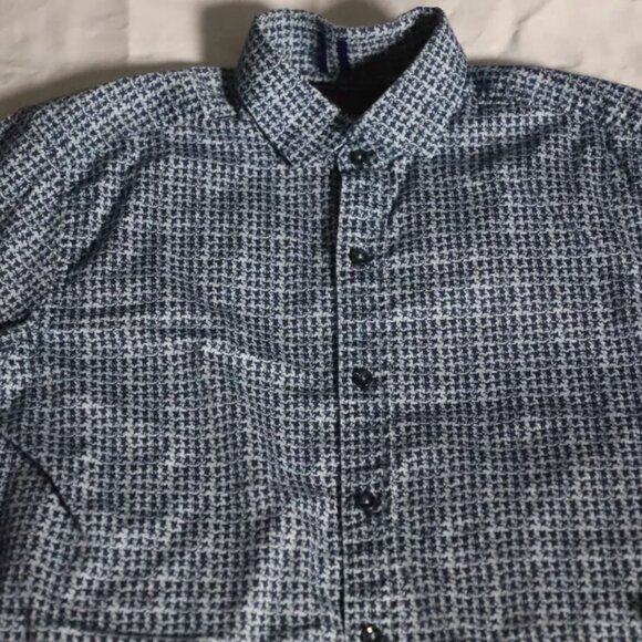 Robert Graham Button Up Shirt Mens M Blue/White Houndstooth Tailored Fit Linen - Picture 3 of 9